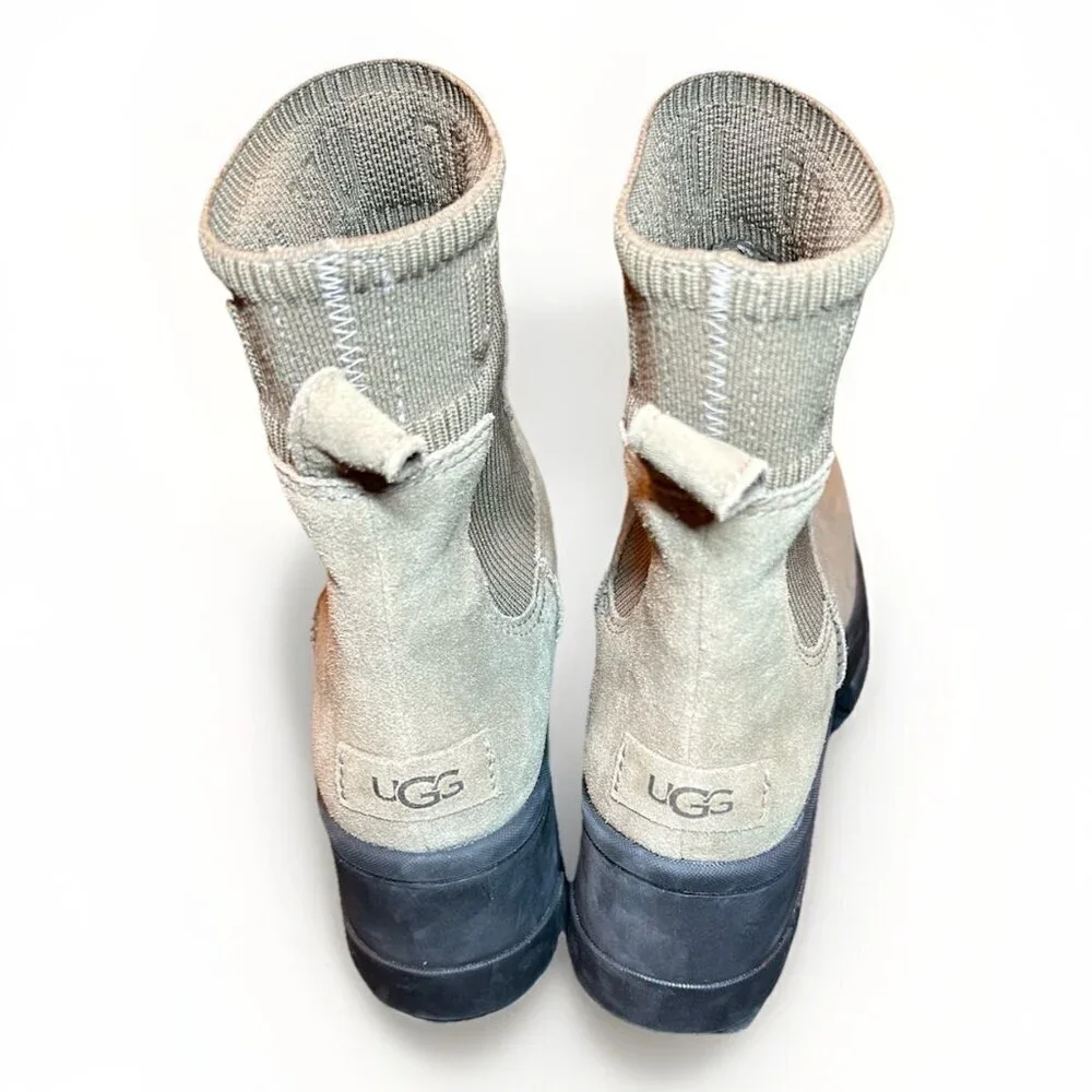 NEW UGG Brooklyn Chelsea Platform Hickory Suede Waterproof Boots Womens Size 11